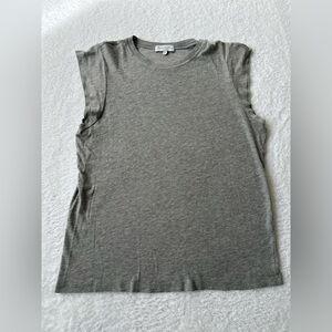 Michael Stars Gray Cap Sleeve Tee Size L Soft Stretch Minimal Basic